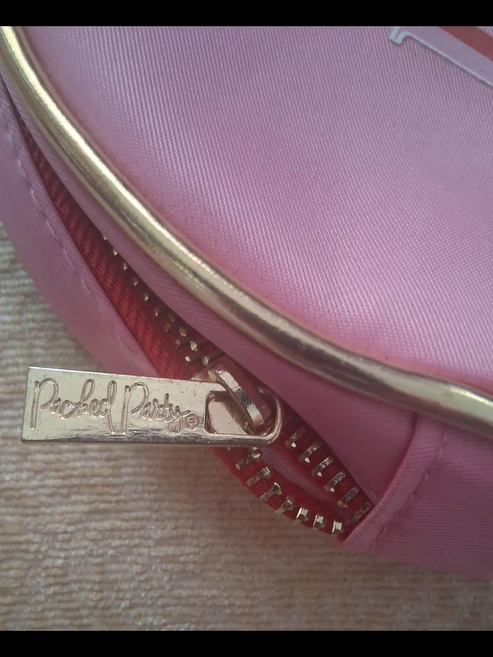 Packed Party Pink Cosmetic Pouch with Gold Trim